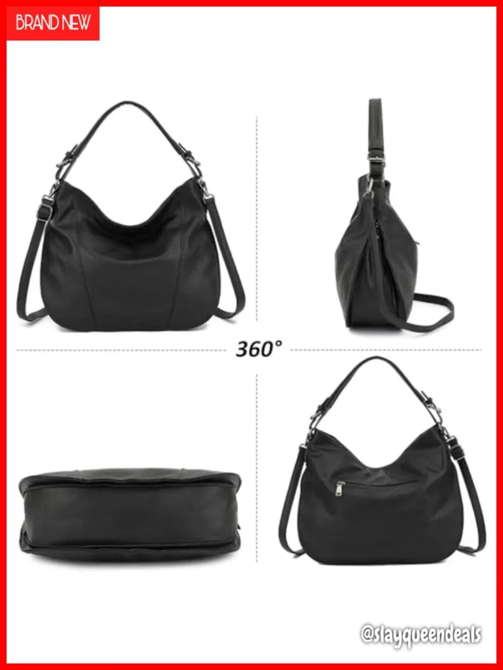 Semi-PU Leather Hobo Shoulder Bag Crossbody Purse Large Multi-Pocket